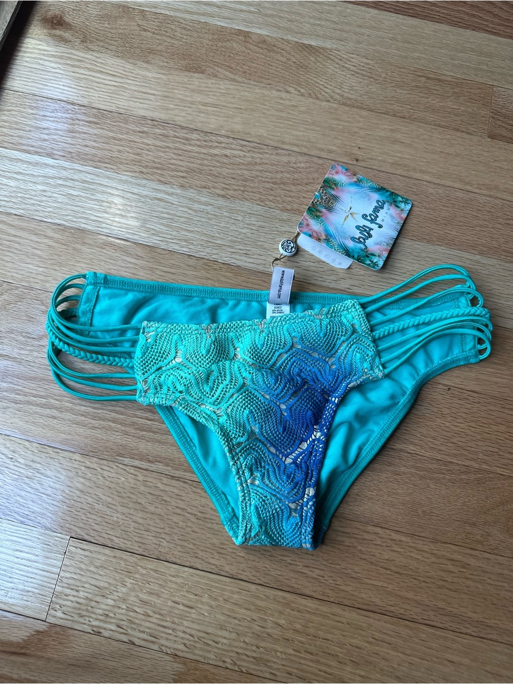 Luli Fama Turquoise & Teal Strappy Bikini Bottom